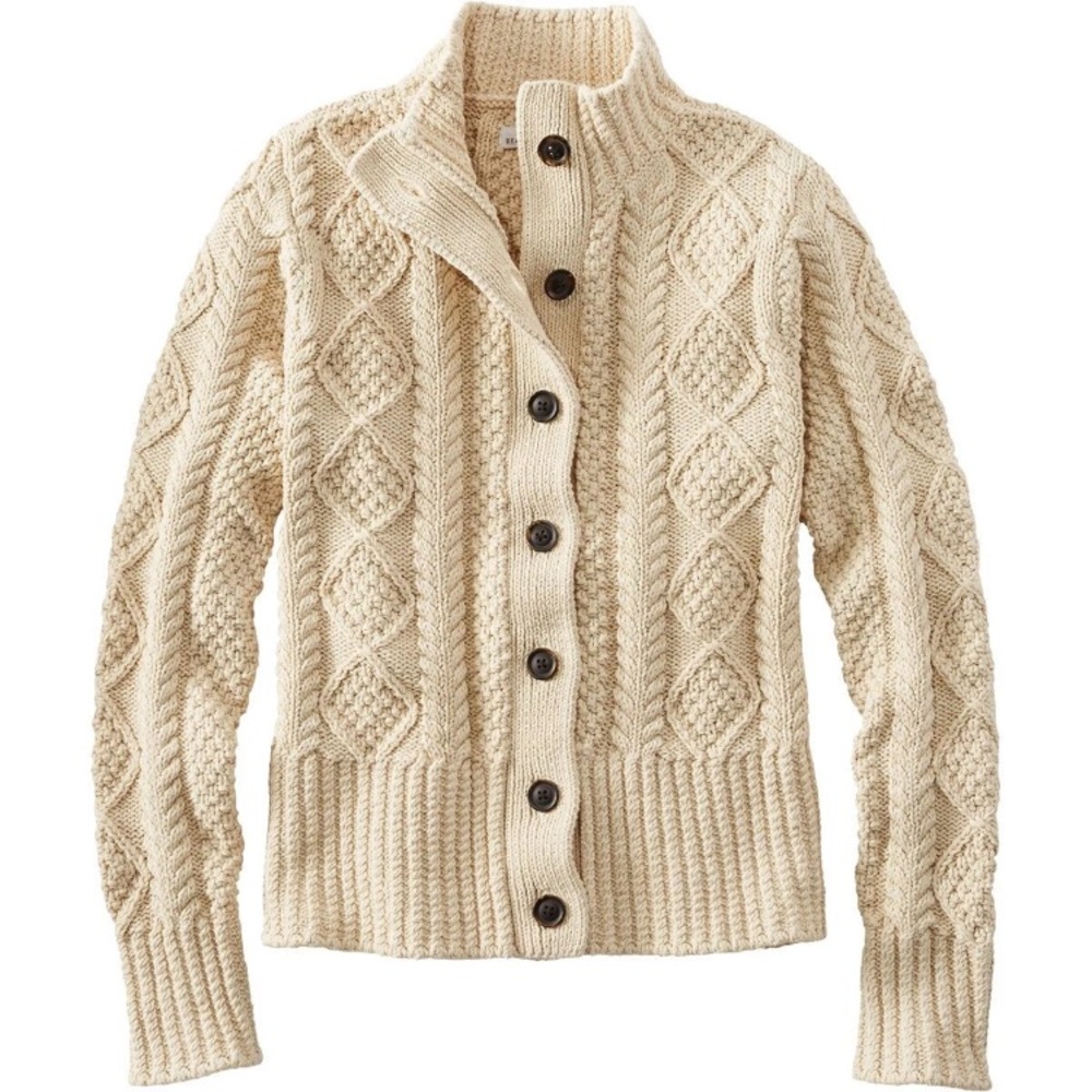 L.L. Bean signature cable knit cotton fisherman's sweater cardigan